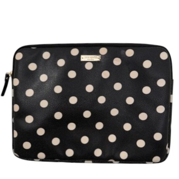 KATE SPADE Sunshine Dot Laptop Ipad Padded Sleeve Case Black White - Picture 1 of 10